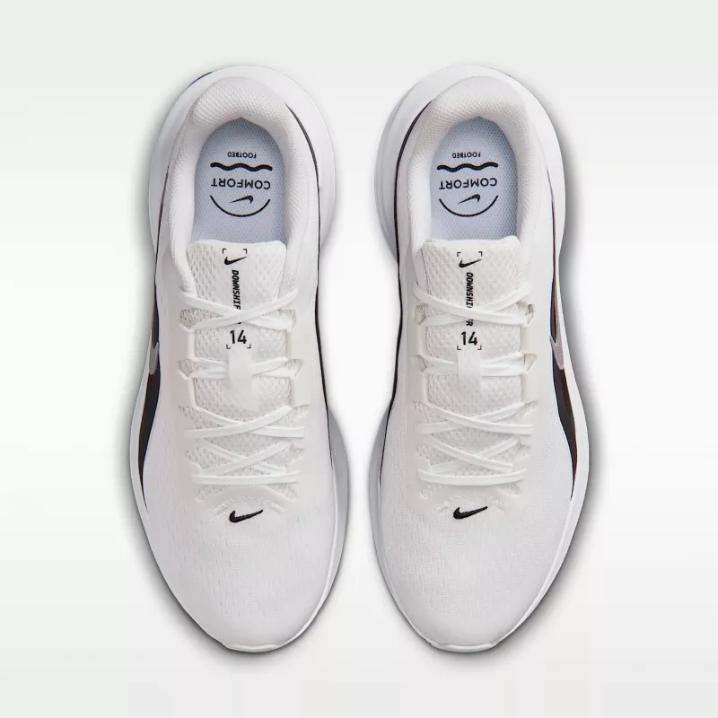 Nike Downshifter 14 Heren Hardloopschoenen Wit/Zwart 38.5 EU