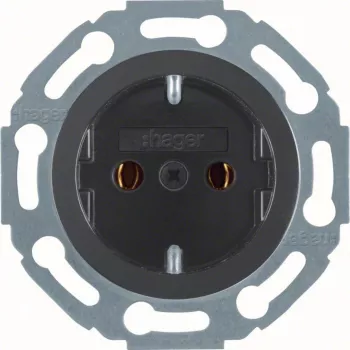 Hager WTS1100BG Witty SCHUKO-stopcontact met steekklemmen, glasraam, glanzend zwart