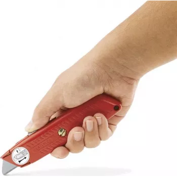 STANLEY BLACK&DECKER 99E intrekbaar veiligheidsmes met schroefvergrendeling, spuitgiet zinklegering greep, 5 mesposities, interne opbergruimte voor 3 mesjes, metallic grijs