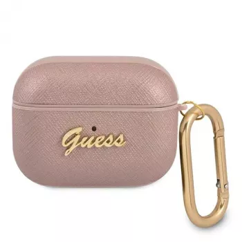 GUESS GUAPSASMP AirPods Pro hoesje Saffiano Script Metal Collection roze