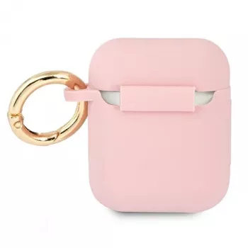 GUESS GUA2SSSI AirPods 1/2 hoesje roze siliconen Vintage Script