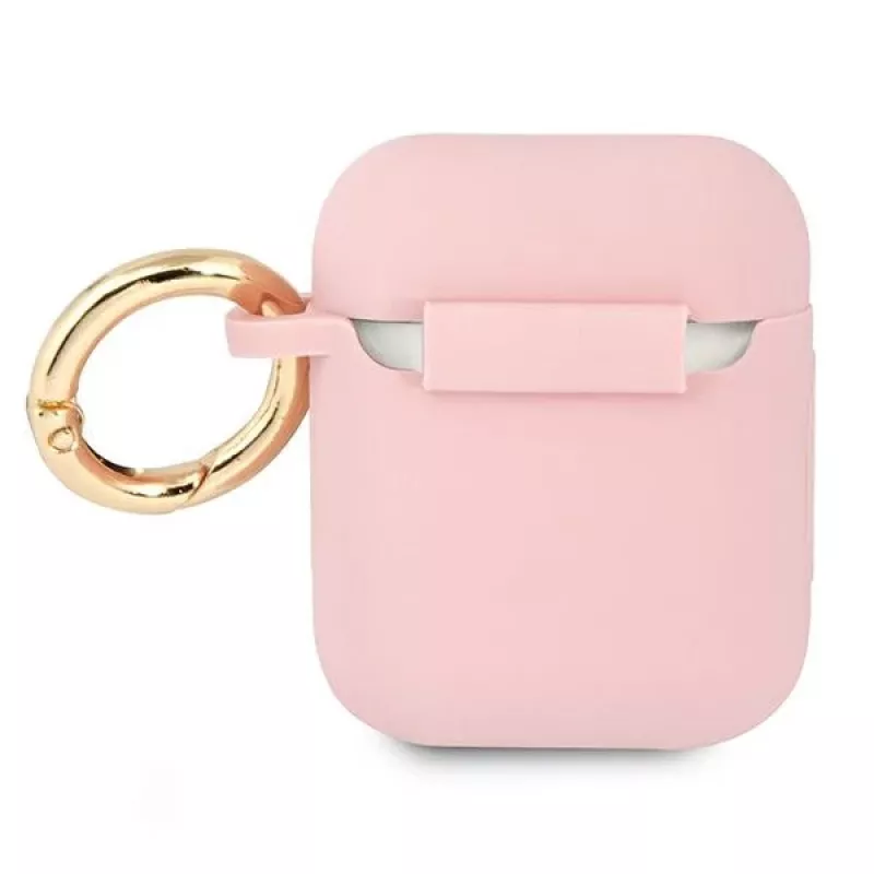 GUESS GUA2SSSI AirPods 1/2 hoesje roze siliconen Vintage Script