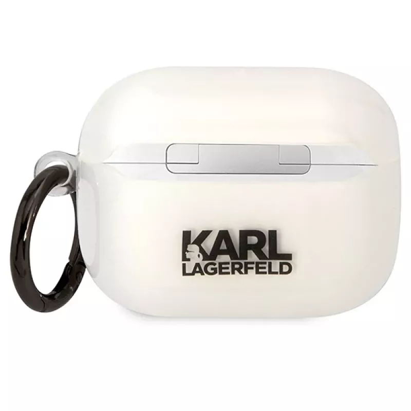 Karl Lagerfeld AirPods Pro hoesje transparant met Karl-hoofd-silhouet