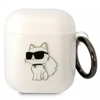 Karl Lagerfeld KLA2HNCHTCT AirPods 1/2 hoesje transparant Ikonik Choupette