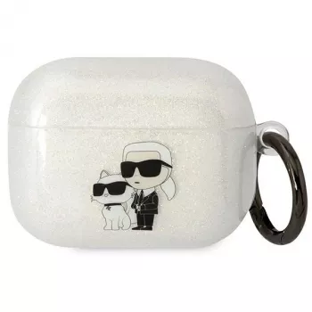 Karl Lagerfeld KLAPHNKCTGT AirPods Pro hoesje transparant glitter Karl & Choupette