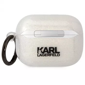 Karl Lagerfeld KLAPHNKCTGT AirPods Pro hoesje transparant glitter Karl & Choupette