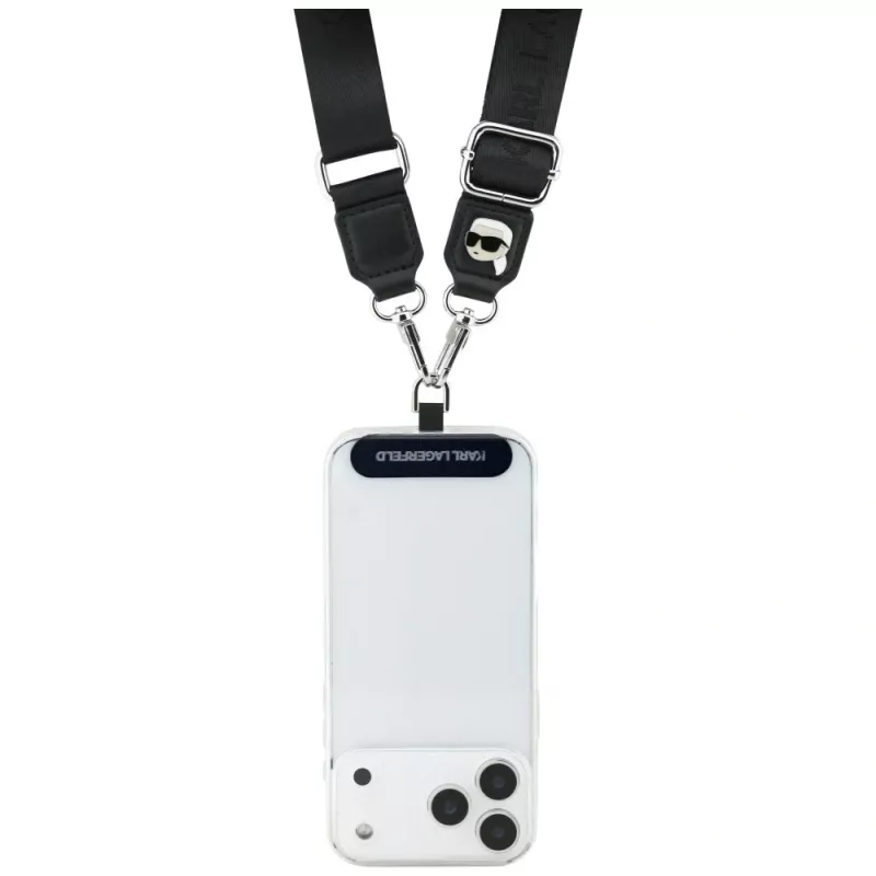 Karl Lagerfeld universele strap tether patch Karl Metal Logo zwart
