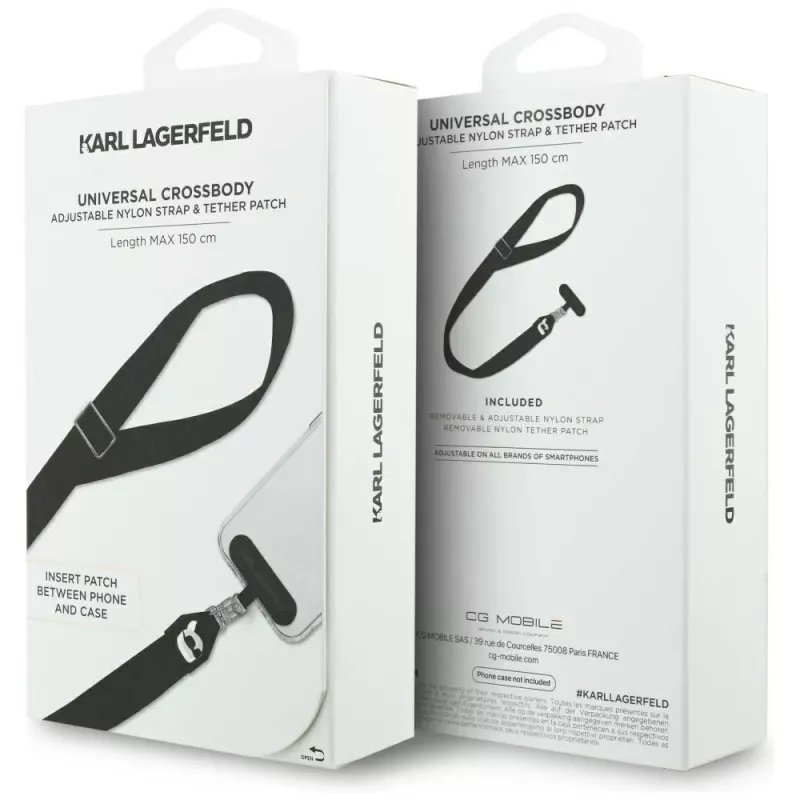 Karl Lagerfeld universele strap tether patch Karl Metal Logo zwart