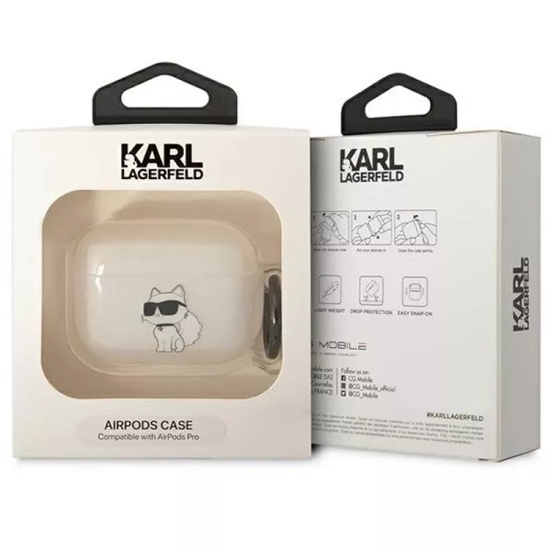 Karl Lagerfeld KLAPHNCHTCT AirPods Pro hoesje transparant Ikonik Choupette
