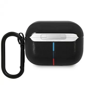 BMW AirPods Pro leren hoesje met golvend lijnendesign - zwart