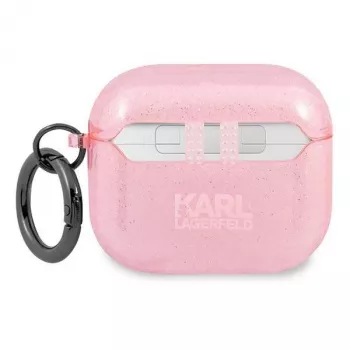 Karl Lagerfeld KLA3UKHGP Glitter Karl's Head AirPods 3 hoesje - roze