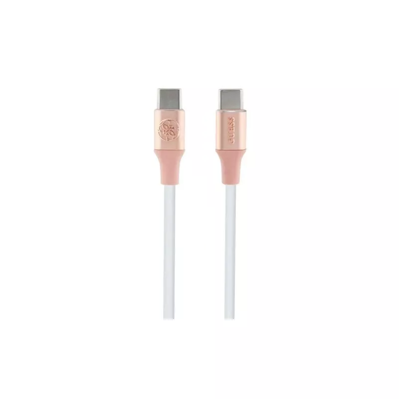 GUESS GUCCLALRGDP USB-C naar USB-C snellaadkabel 1,5 m roze met reliëflogo
