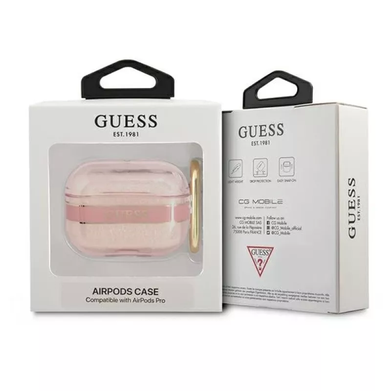 GUESS AirPods Pro hoesje met draagriem roze Strap Collection
