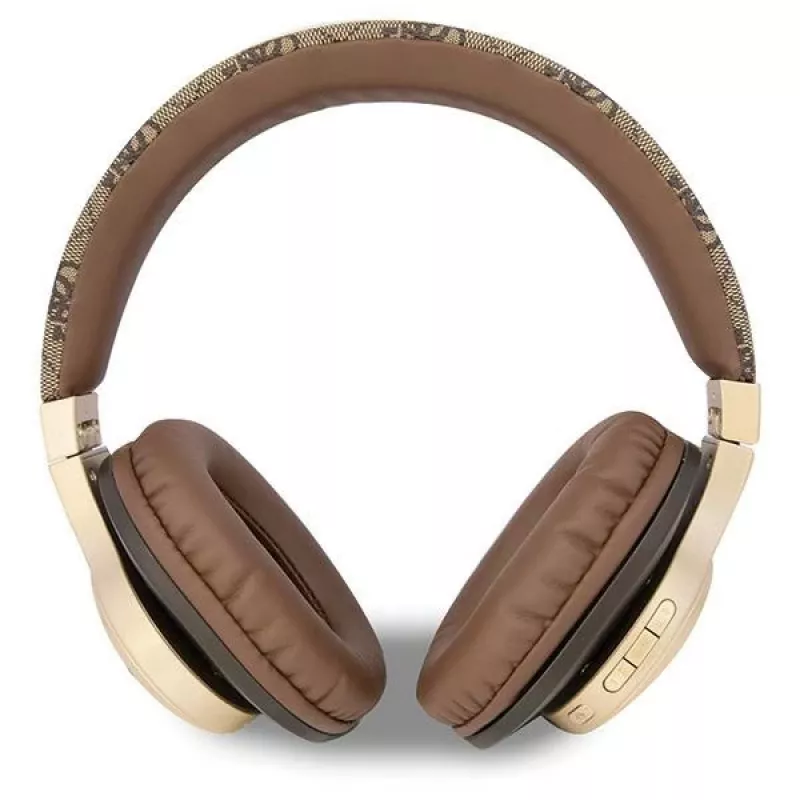 GUESS 4G Script Metal Logo draadloze on-ear hoofdtelefoon Bluetooth 5.3 bruin