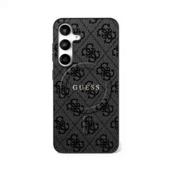 GUESS 4G Ring Classic Logo MagSafe-hoesje voor Samsung Galaxy S25 FE - zwart