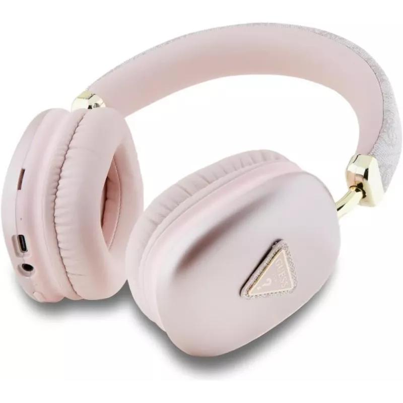 GUESS PU-leer 4G Triangle Logo Bluetooth stereohoofdtelefoon roze