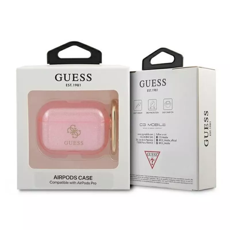 Guess GUAPUCG4GP AirPods Pro hoesje roze glittercollectie