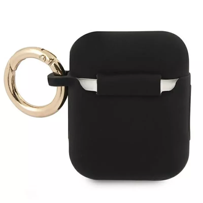 Guess GUA2SSSK AirPods 1/2 hoesje zwart siliconen Vintage Script