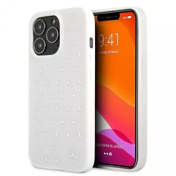 Mercedes-Benz iPhone 13 Pro Max hardcase zilveren sterrenpatroon wit