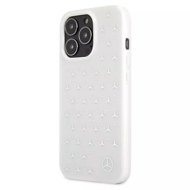 Mercedes-Benz iPhone 13 Pro Max hardcase zilveren sterrenpatroon wit