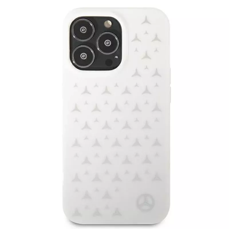 Mercedes-Benz iPhone 13 Pro Max hardcase zilveren sterrenpatroon wit