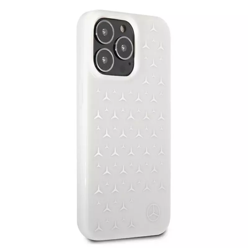 Mercedes-Benz iPhone 13 Pro Max hardcase zilveren sterrenpatroon wit