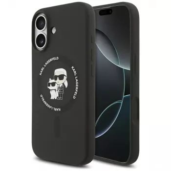 Karl Lagerfeld siliconen Karl & Choupette Ring MagSafe-hoesje voor iPhone 17 - zwart