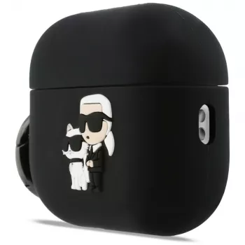Karl Lagerfeld siliconen Karl & Choupette Head 3D hoesje voor AirPods Pro 3, zwart