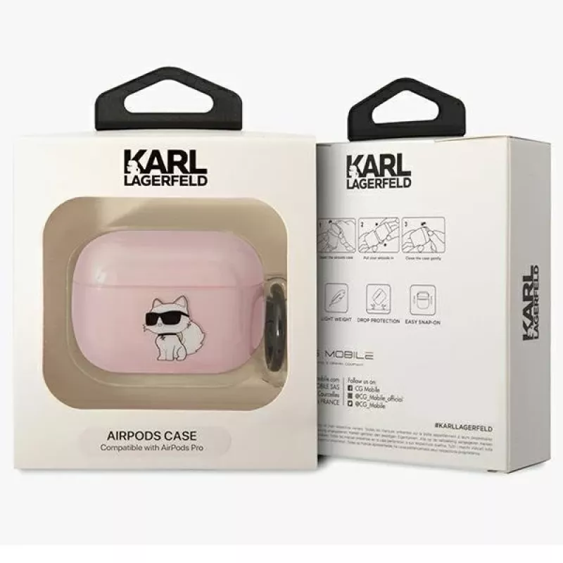 Karl Lagerfeld KLAPHNCHTCP AirPods Pro hoesje roze Ikonik Choupette