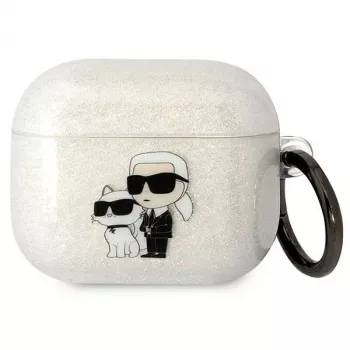 Karl Lagerfeld KLA3HNKCTGT AirPods 3 hoesje transparant glitter Karl & Choupette