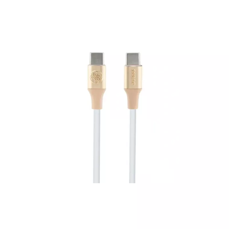 GUESS GUCCLALRGDD USB-C naar USB-C kabel 1,5 m snelladen lichtgoud reliëflogo