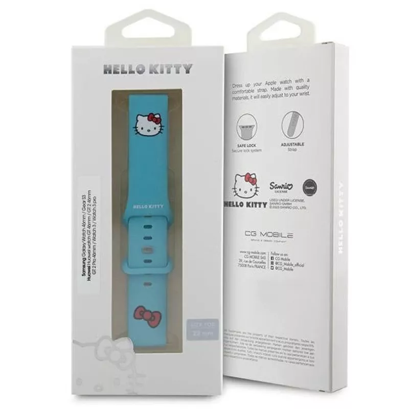 Hello Kitty universele siliconen horlogeband Kitty Head blauw 22mm