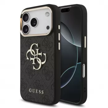 GUESS 4G Big Logo Classic hardcase voor iPhone 17 Pro / 18 Pro - zwart & goud