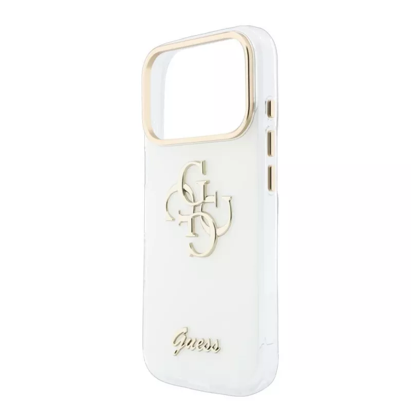 GUESS 4G Script Metal beschermhoesje voor iPhone 18 Pro Max / 17 Pro Max - wit