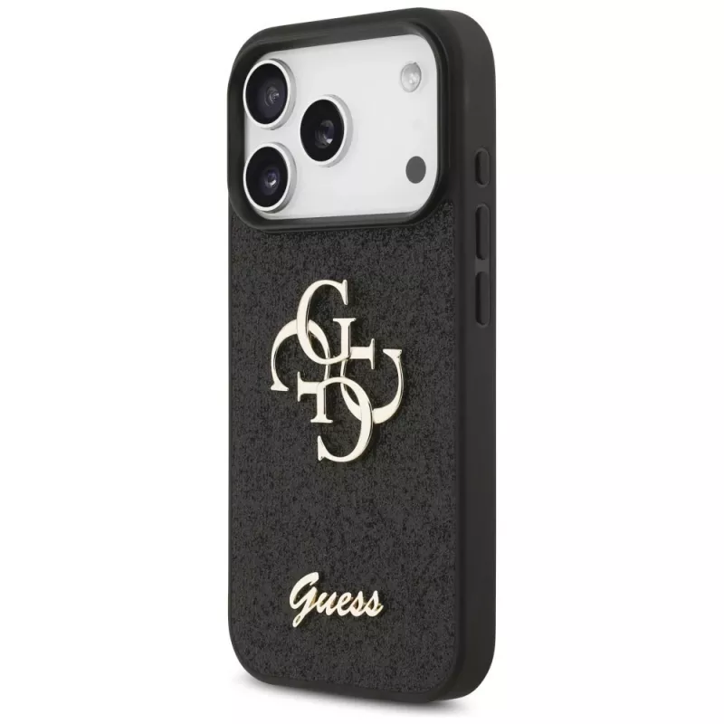 GUESS Fixed Glitter Big 4G hoesje voor iPhone 18 Pro / 17 Pro - zwart