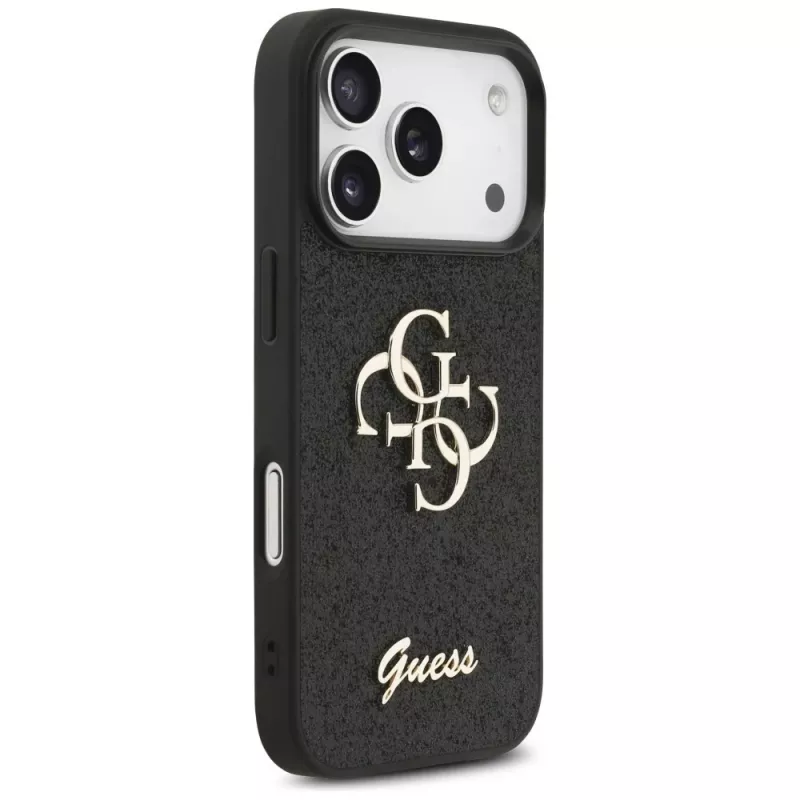 GUESS Fixed Glitter Big 4G hoesje voor iPhone 18 Pro / 17 Pro - zwart