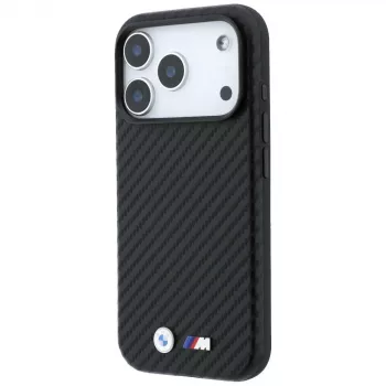 BMW M Carbon Metal Logo MagSafe-hoesje voor iPhone 18 Pro / 17 Pro – zwart