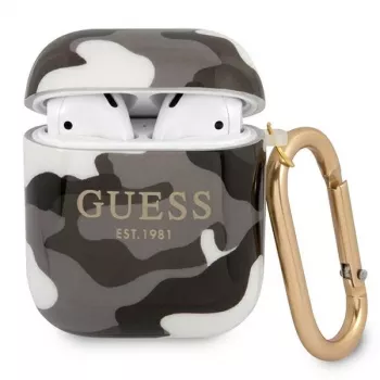Guess GUA2UCAMG AirPods 1/2 hoesje zwart Camo-collectie