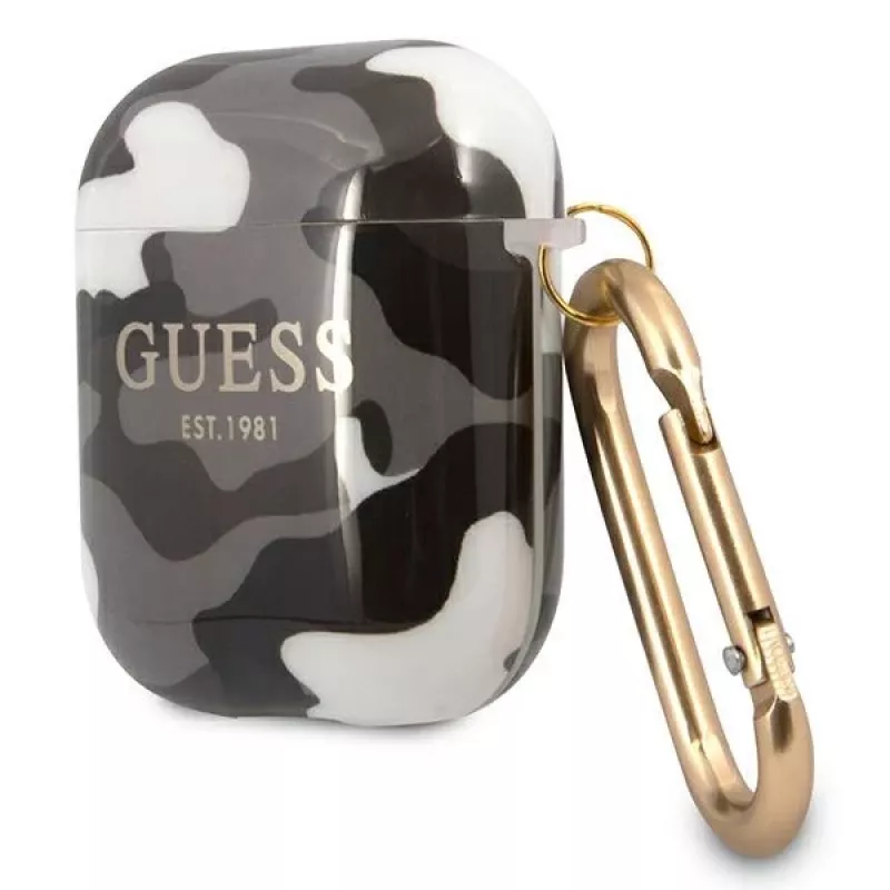 Guess GUA2UCAMG AirPods 1/2 hoesje zwart Camo-collectie