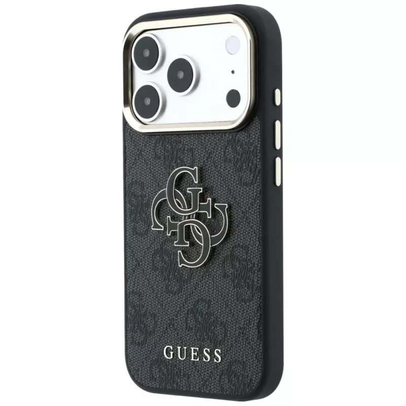 GUESS 4G & Big Resin Logo case voor iPhone 17 Pro / 18 Pro - zwart