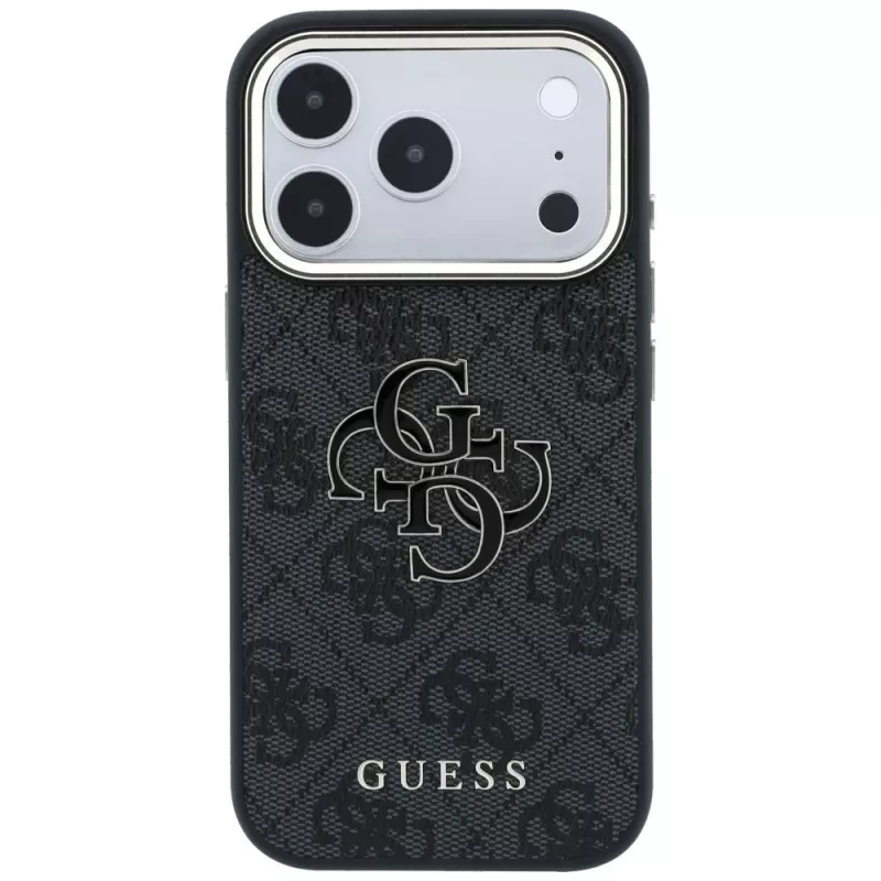 GUESS 4G & Big Resin Logo case voor iPhone 17 Pro / 18 Pro - zwart