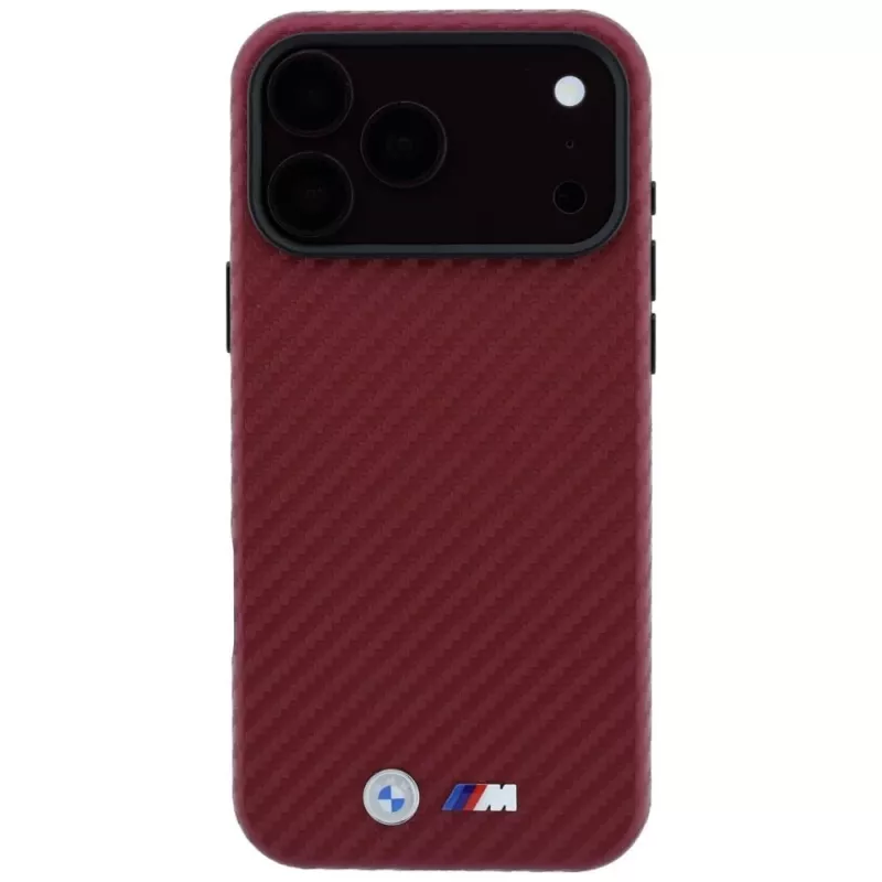 BMW M Carbon Metal Logo MagSafe-hoesje voor iPhone 18 Pro Max / 17 Pro Max - bordeauxrood