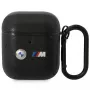 BMW BMA222PVTK lederen etui met gebogen lijnendesign voor AirPods 1/2 - zwart