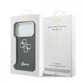 GUESS IML 4G Script Metal case voor iPhone 18 Pro Max / 17 Pro Max - zwart