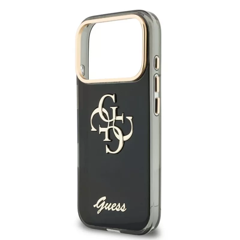 GUESS IML 4G Script Metal case voor iPhone 18 Pro Max / 17 Pro Max - zwart