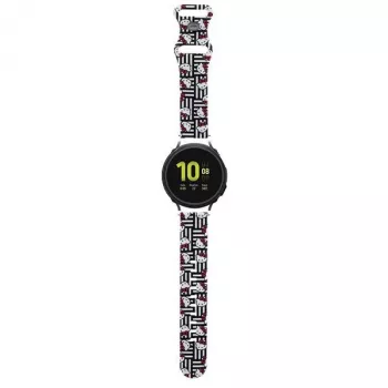 Hello Kitty universele siliconen armband voor smartwatches HKUWMSDIESK Heads & Stripes zwart 20mm
