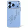 Karl Lagerfeld IML Big Signature Resin Metal Frame case voor iPhone 18 Pro / 17 Pro - blauw