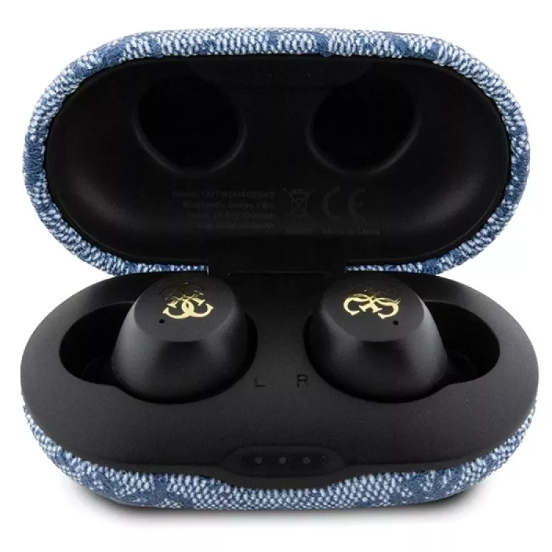 GUESS GUTWSP4EGB True Wireless Bluetooth-oordopjes met oplaaddock, ENC, blauw metaal