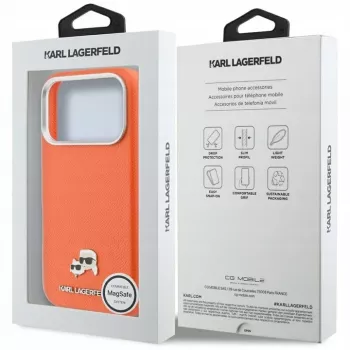 Karl Lagerfeld Karl & Choupette Head Pins Saffiano MagSafe-hoesje voor iPhone 17 Pro - oranje