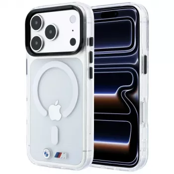 BMW M IML Glanzend Metaal-logo & Sierstrips MagSafe-hoesje voor iPhone 18 Pro / 17 Pro - transparant